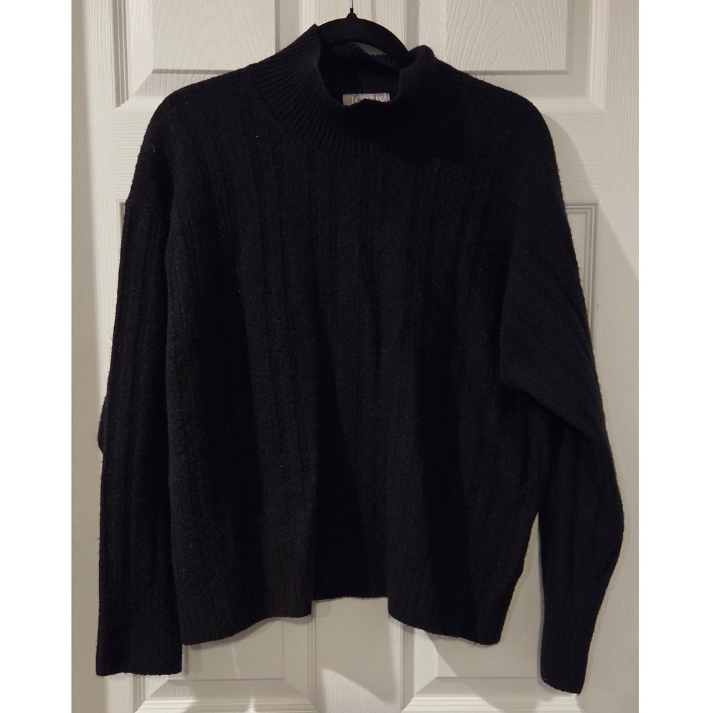 J Crew Supersoft Ribbed Mockneck Sweater XL Black Wool Alpaca BM209